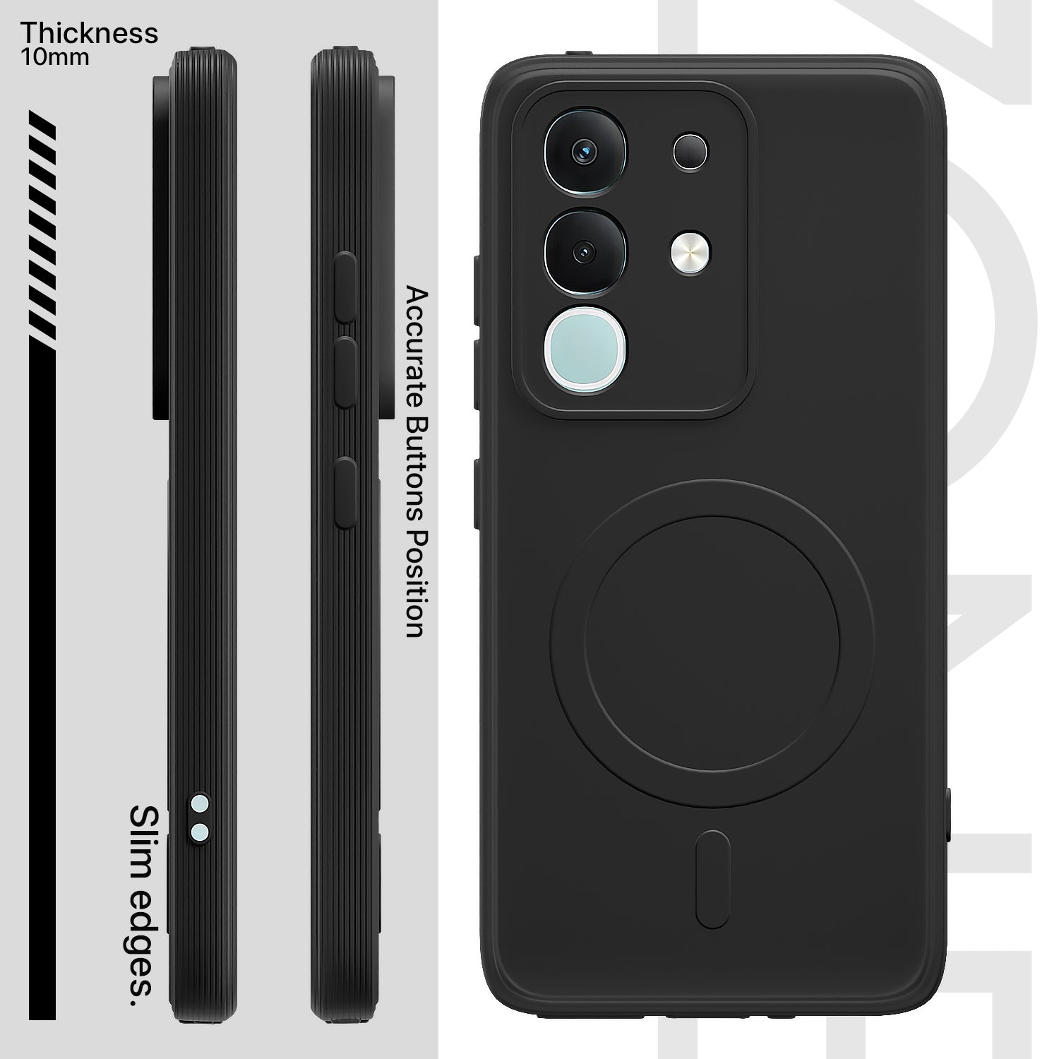 Pikkme Vivo T4x 5G / iQOO Z10x 5G / Vivo Y31 Pro 5G Matte Silicone Mag-Safe Style logo (not mag-safe compatible) Back Cover (Black)
