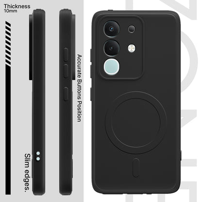 Pikkme Vivo T4x 5G / iQOO Z10x 5G / Vivo Y31 Pro 5G Matte Silicone Mag-Safe Style logo (not mag-safe compatible) Back Cover (Black)
