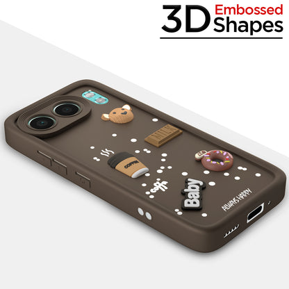 Pikkme OnePlus Nord 4 5G Cute Fun Cartoon 3D Bear Coffee Back Cover (Brown)
