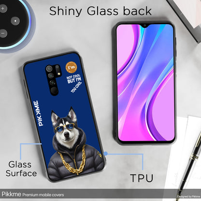 Pikkme Back Cover Pc Tpu + Printed Cool Funky Stylish Blue Dog Swag Raised Edges Camera Protection |Bumper Case For Redmi 9 Prime (Design 08)