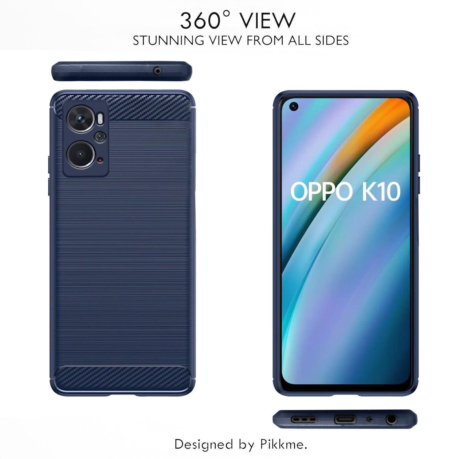 Pikkme Oppo K10  Hybrid Carbon Fiber Back Cover (Blue)