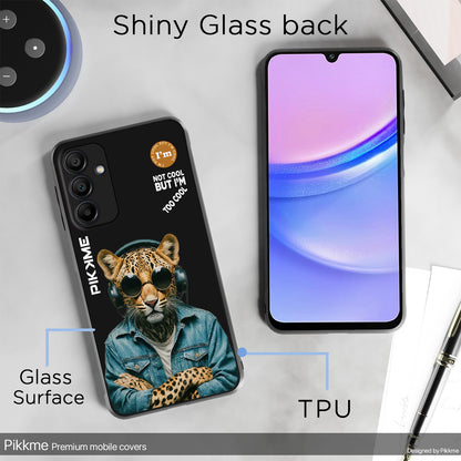 Pikkme Back Cover Pc Tpu + Printed Cool Funky Stylish Black Leopard Swag Raised Edges Camera Protection |Bumper Case For Samsung Galaxy A15 (Design 04)