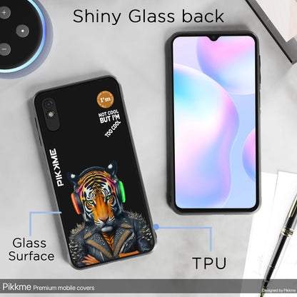 Pikkme Back Cover Pc Tpu + Printed Cool Funky Stylish Black Tiger Swag Raised Edges Camera Protection |Bumper Case For Redmi 9A (Design 06)