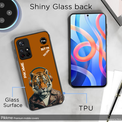 Pikkme Back Cover Pc Tpu + Printed Cool Funky Stylish Brown Tiger Swag Raised Edges Camera Protection |Bumper Case For Redmi Note 11T (Design 09)