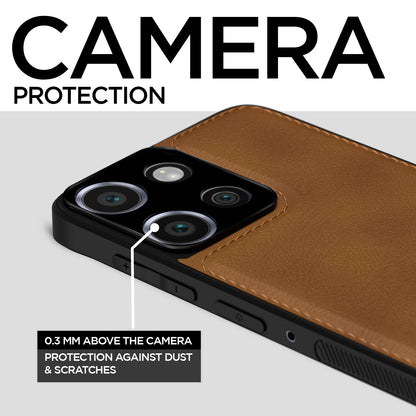 Pikkme Moto Edge 50 5G Leather Back Case | Brown