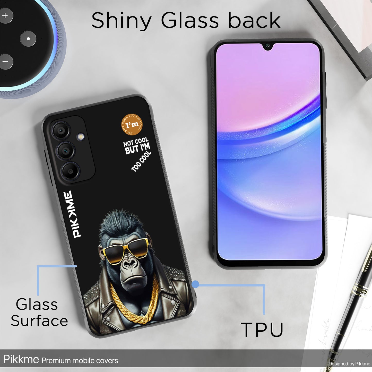 Pikkme Back Cover Pc Tpu + Printed Cool Funky Stylish Black Gorilla Swag Raised Edges Camera Protection |Bumper Case For Samsung Galaxy A15 (Design 07)