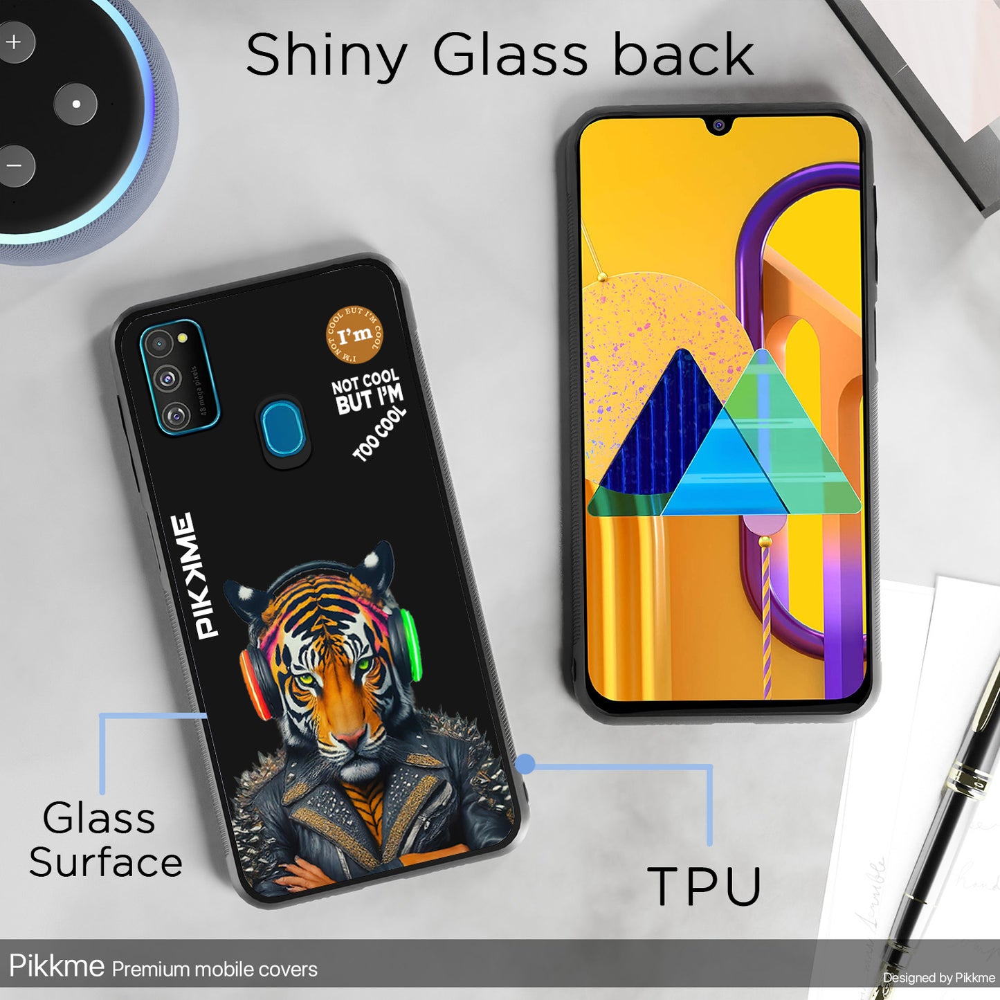 Pikkme Back Cover Pc Tpu + Printed Cool Funky Stylish Black Tiger Swag Raised Edges Camera Protection |Bumper Case For Samsung Galaxy M30s (Design 06)