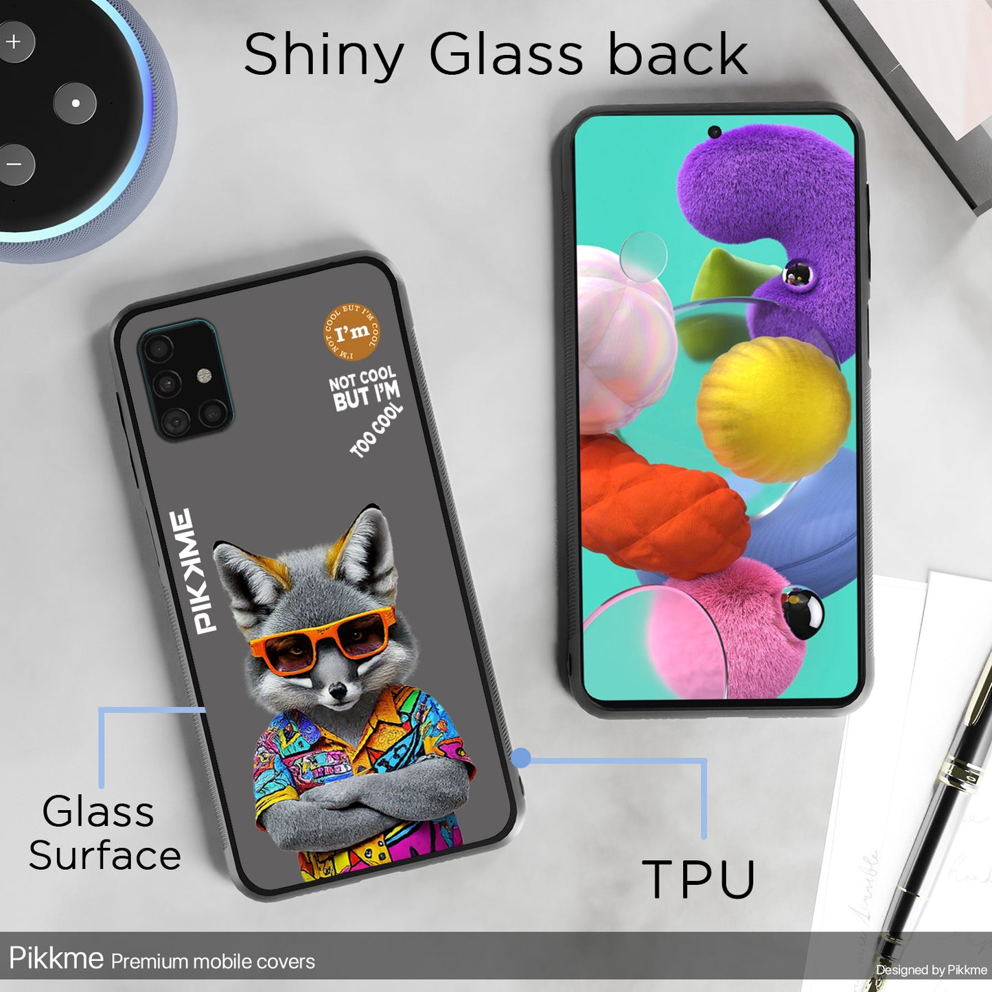 Pikkme Back Cover Pc Tpu + Printed Cool Funky Stylish Grey Wolf Swag Raised Edges Camera Protection |Bumper Case For Samsung Galaxy A51 (Design 01)