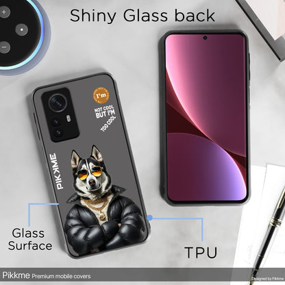 Pikkme Back Cover Pc Tpu + Printed Cool Funky Stylish Grey Dog Swag Raised Edges Camera Protection |Bumper Case For Xiaomi 12 Pro (Design 02)