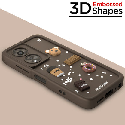 PIkkme Oppo A38 4G / Oppo A18 4G Cute Fun Cartoon 3D Bear Coffee Back Cover (Brown)
