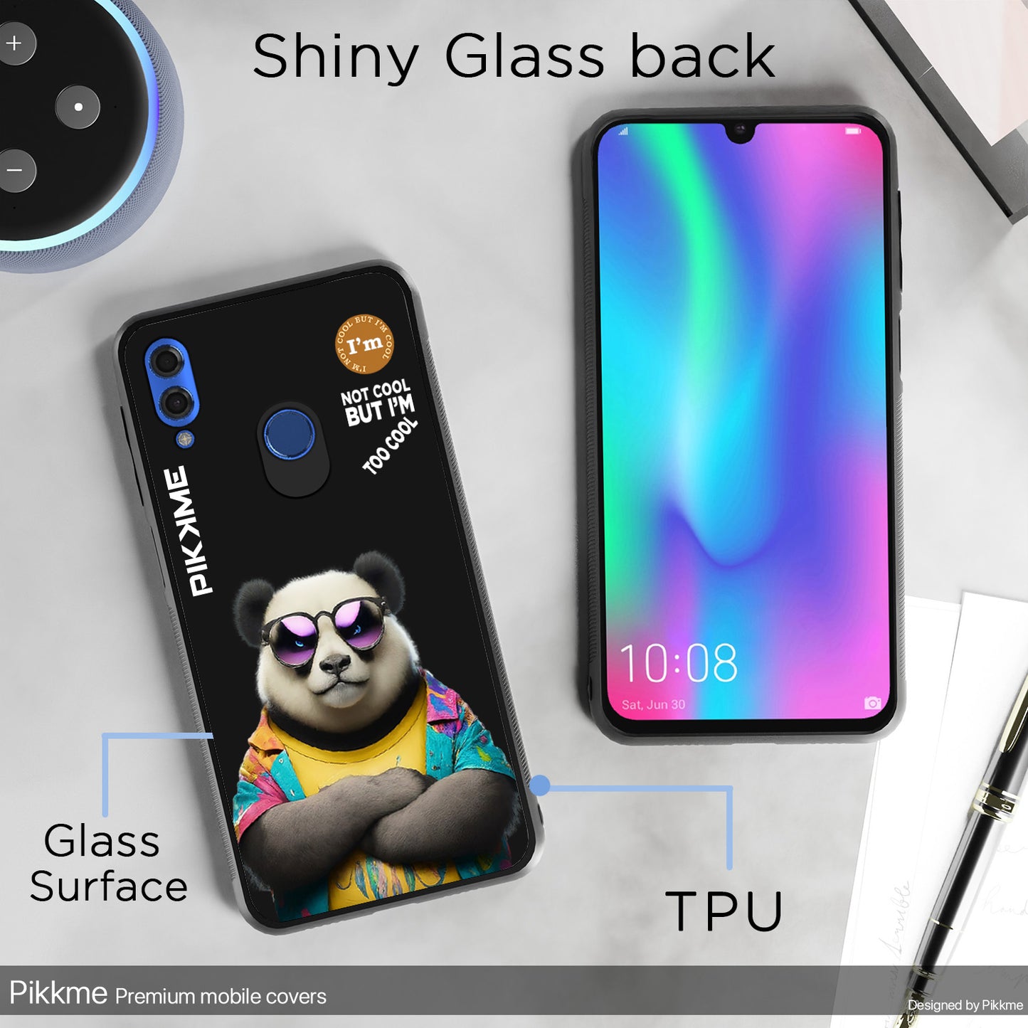 Pikkme Back Cover Pc Tpu + Printed Cool Funky Stylish Black Panda Swag Raised Edges Camera Protection |Bumper Case For Honor 10 Lite (Design 05)