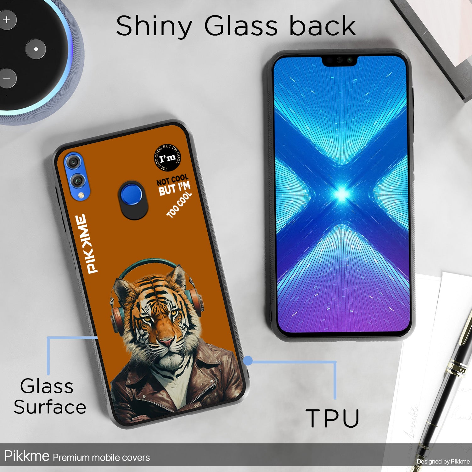 Pikkme Back Cover Pc Tpu + Printed Cool Funky Stylish Brown Tiger Swag Raised Edges Camera Protection |Bumper Case For Honor 8X (Design 09)