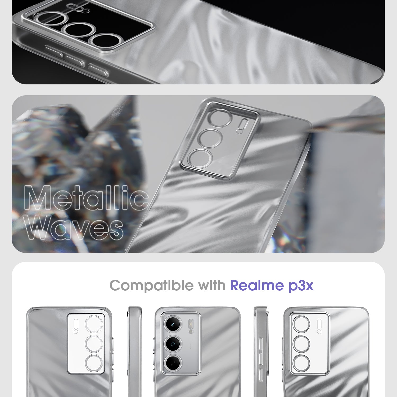 Pikkme Realme Narzo 80x 5G / Realme P3x 5G / Realme 14X 5G Swirl Design Silver Forest Back Cover  (Silver)