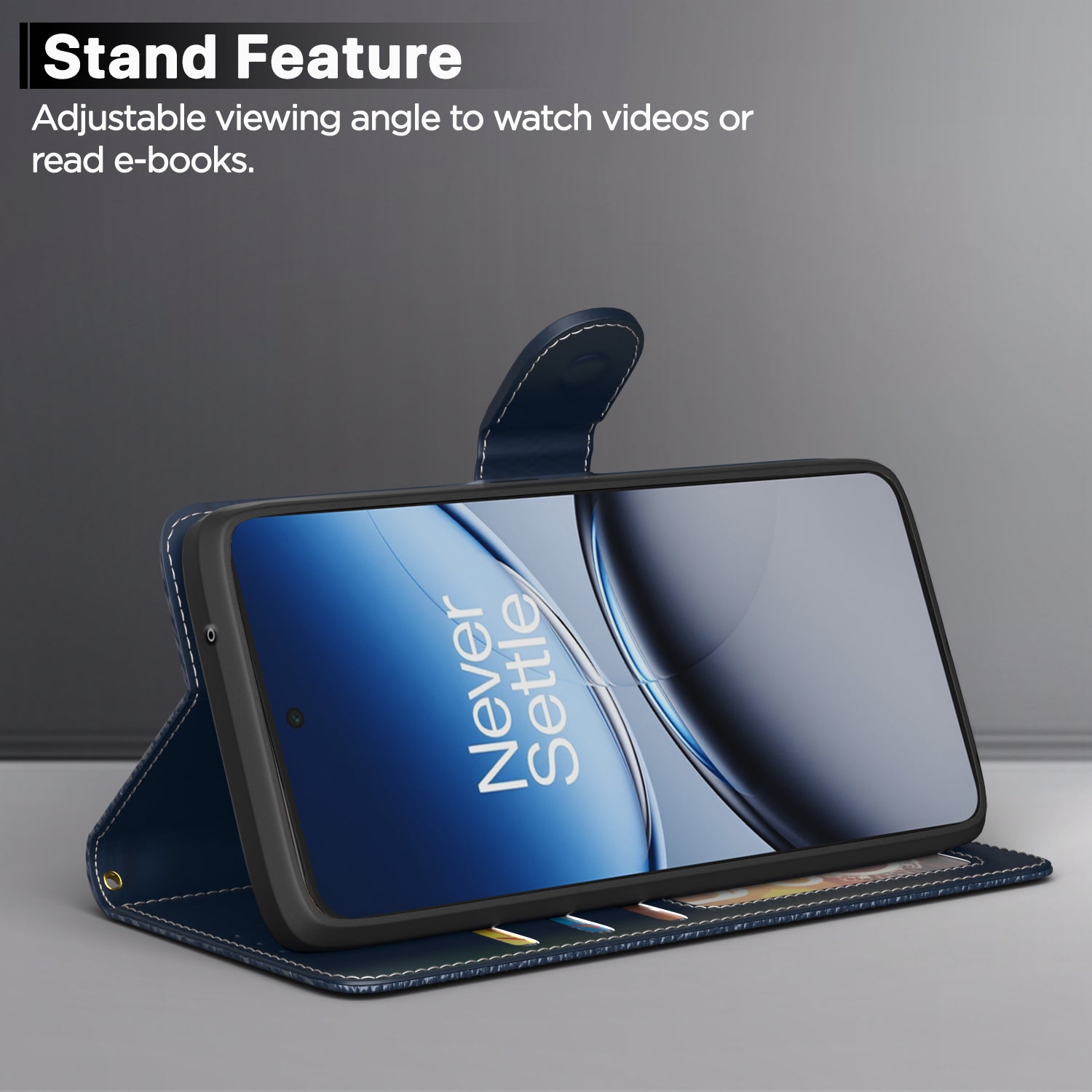 Pikkme OnePlus Nord 5 5G Dual-Tone PU Leather Finish Magnetic Flip Cover (Navy Blue)