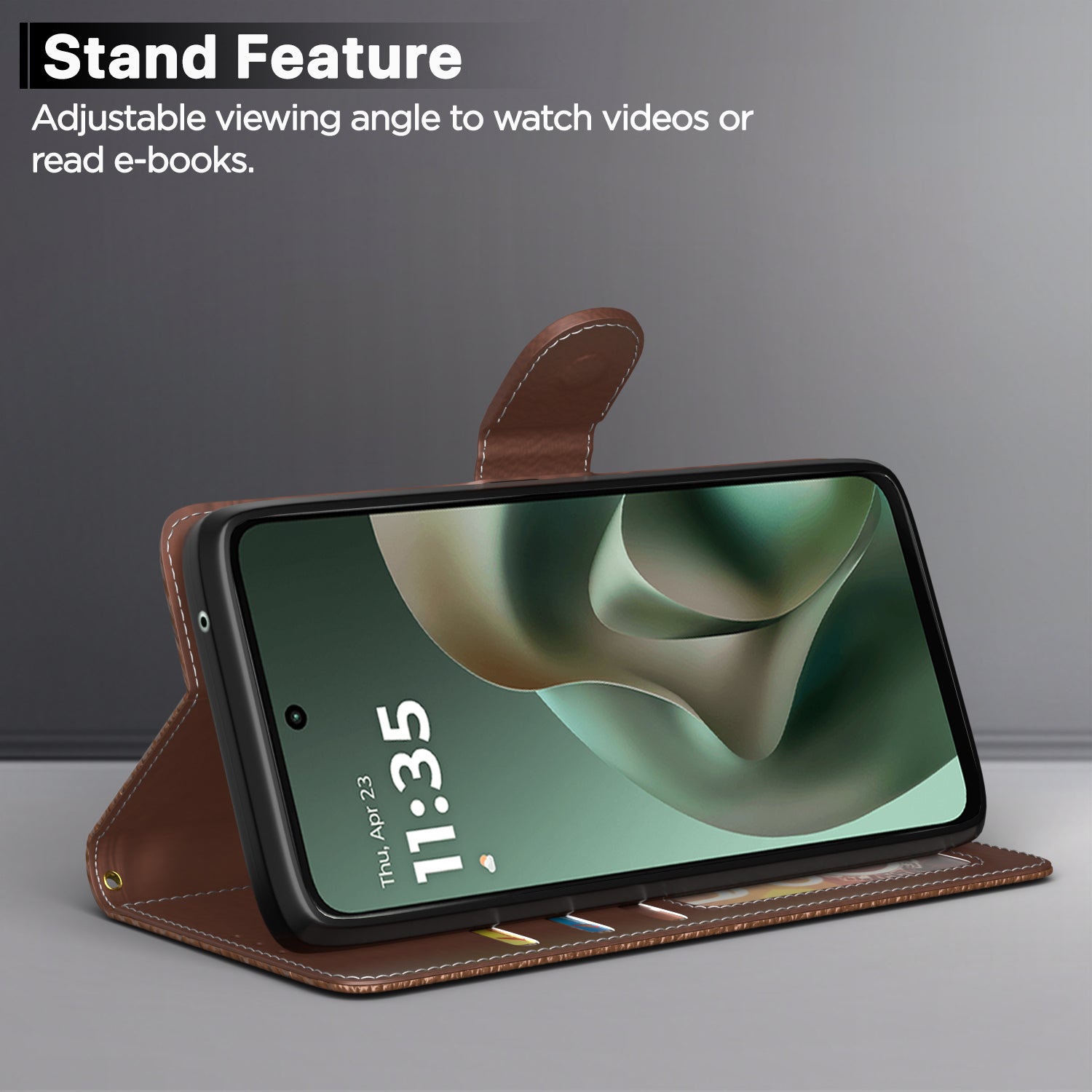 Pikkme Realme C71 5G Double Contrast Leather Finish Flip Cover (Tan)
