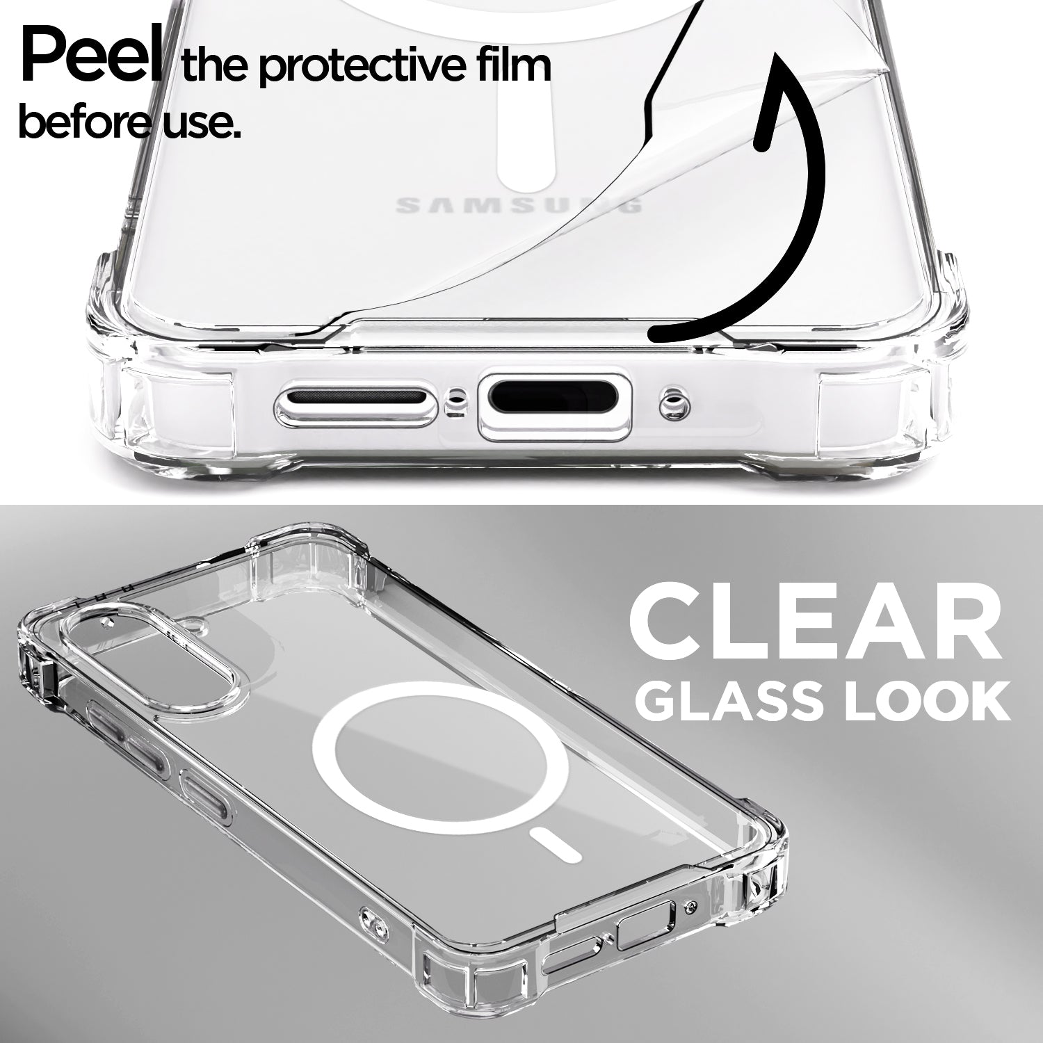 Pikkme Samsung Galaxy A35 5G Mag-Safe Shockproof PC + TPU Back Cover (Transparent)