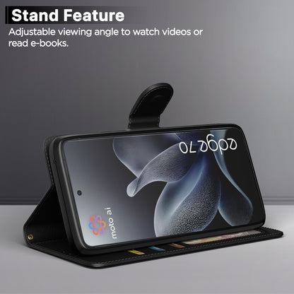 Pikkme Motorola Moto Edge 70 5G Premium Leather Finish Vintage Flip Cover (Black)