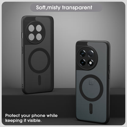 Pikkme OnePlus 11R 5G Eagle 2 Mag-Safe Smoke Shockproof Hard Transparent Back Cover (Black)