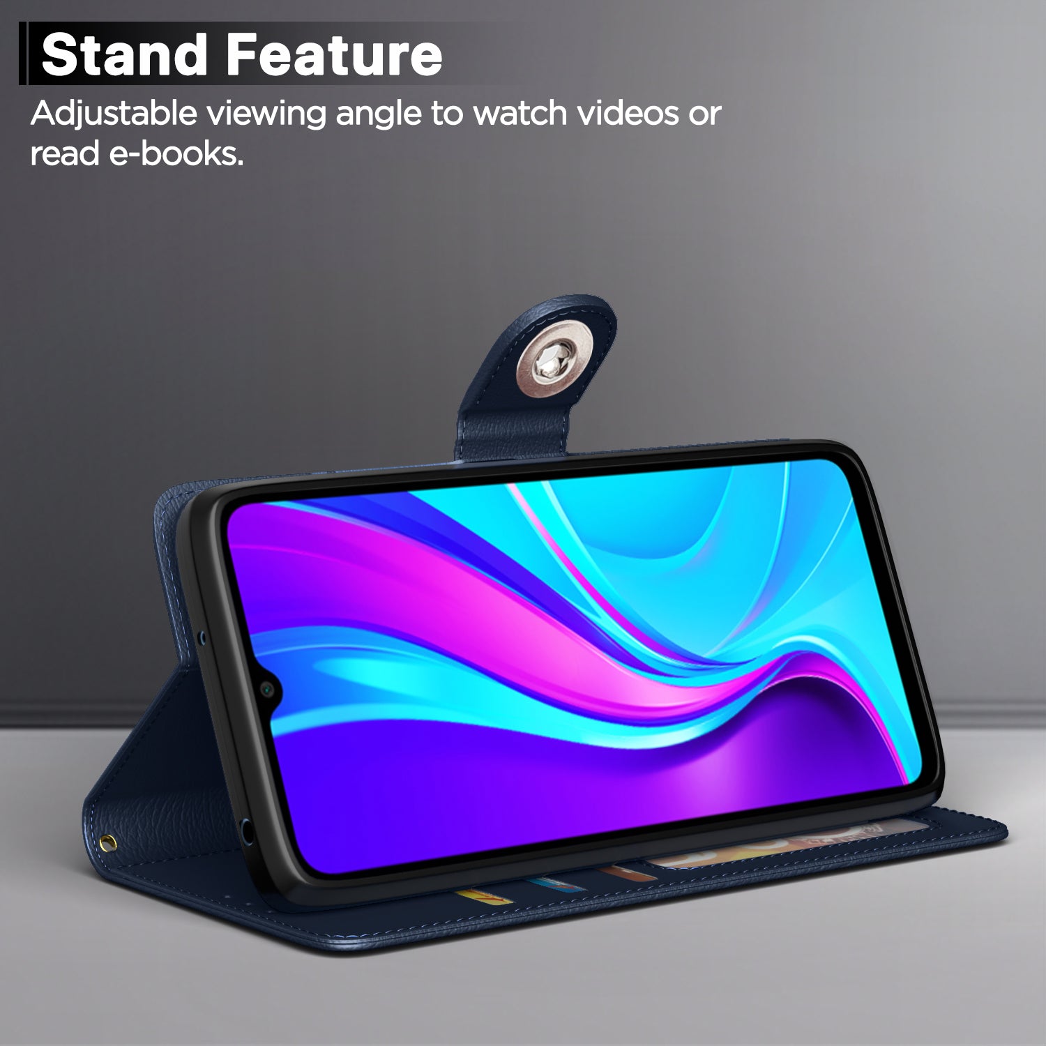 Redmi 10A/10A Sport/9, Poco C31 Button mobile flip cover in blue by Pikkme – photo 3