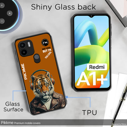 Pikkme Back Cover Pc Tpu + Printed Cool Funky Stylish Brown Tiger Swag Raised Edges Camera Protection |Bumper Case For Redmi A1 Plus (Design 09)