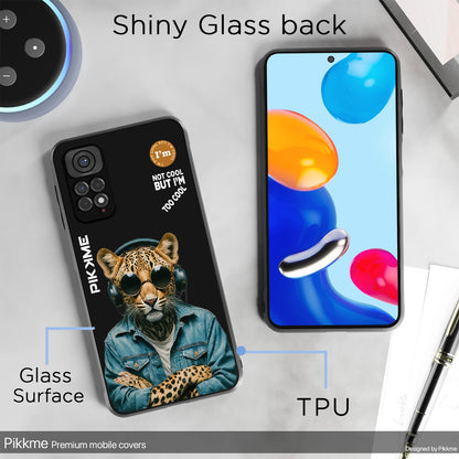 Pikkme Back Cover Pc Tpu + Printed Cool Funky Stylish Black Leopard Swag Raised Edges Camera Protection |Bumper Case For Redmi Note 11 (Design 04)