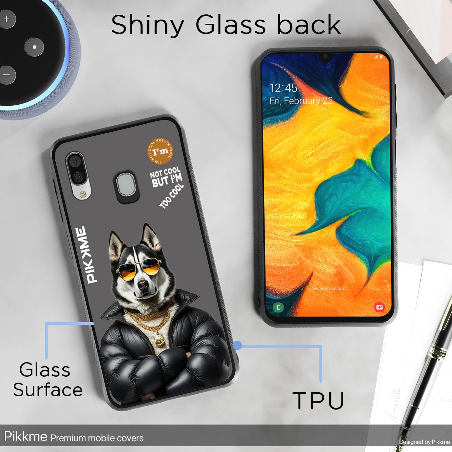 Pikkme Back Cover Pc Tpu + Printed Cool Funky Stylish Grey Dog Swag Raised Edges Camera Protection |Bumper Case For Samsung Galaxy A30 (Design 02)