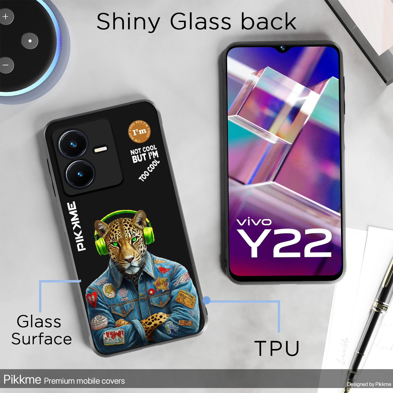 Pikkme Black Leopard Swag  Vivo Y22 Nim2 Back Cover (Design 03)