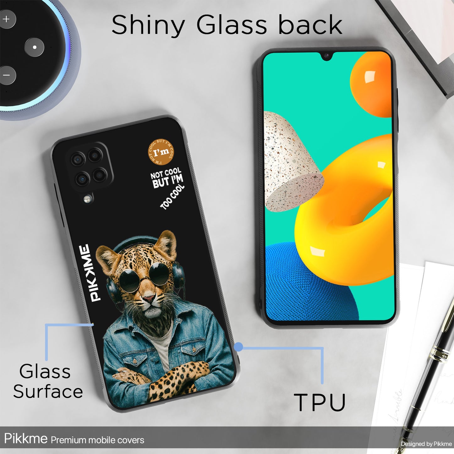 Pikkme Back Cover Pc Tpu + Printed Cool Funky Stylish Black Leopard Swag Raised Edges Camera Protection |Bumper Case For Samsung Galaxy M12 (Design 04)