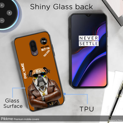 Pikkme Back Cover Pc Tpu + Printed Cool Funky Stylish Brown Dog Swag Raised Edges Camera Protection |Bumper Case For OnePlus 6T (Design 10)