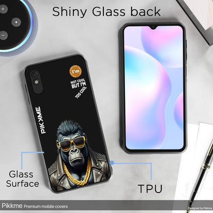 Pikkme Back Cover Pc Tpu + Printed Cool Funky Stylish Black Gorilla Swag Raised Edges Camera Protection |Bumper Case For Redmi 9A (Design 07)