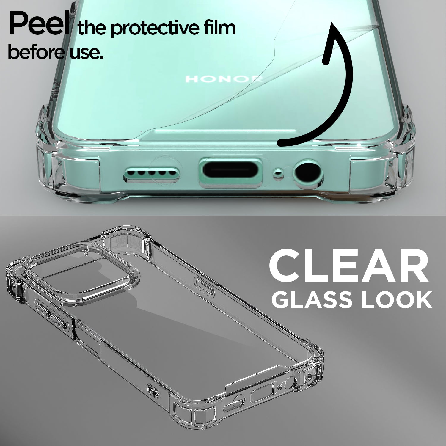 Pikkme Honor X6C  PC + TPU Crystal Clear Transparent Back Cover (Transparent)