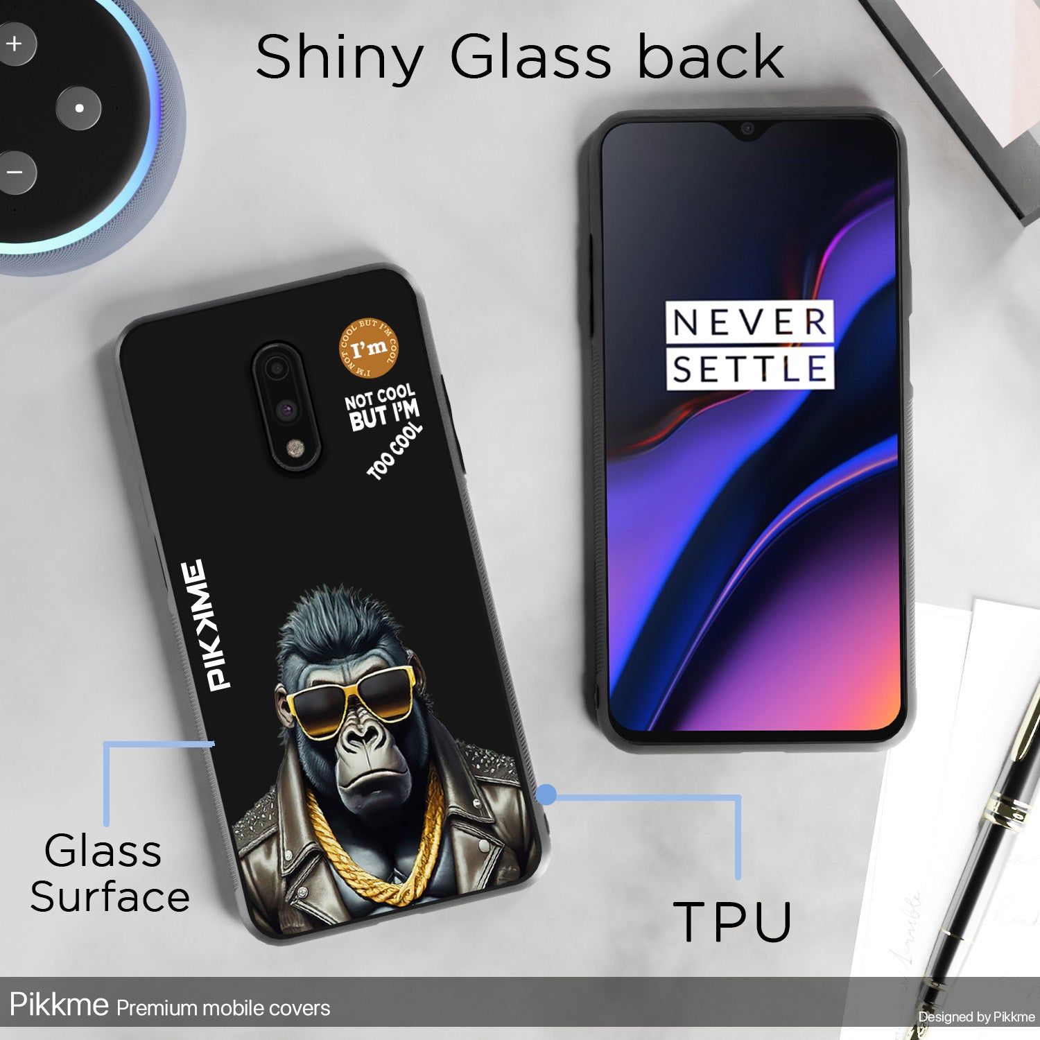 Pikkme Back Cover Pc Tpu + Printed Cool Funky Stylish Black Gorilla Swag Raised Edges Camera Protection |Bumper Case For OnePlus 7 (Design 07)