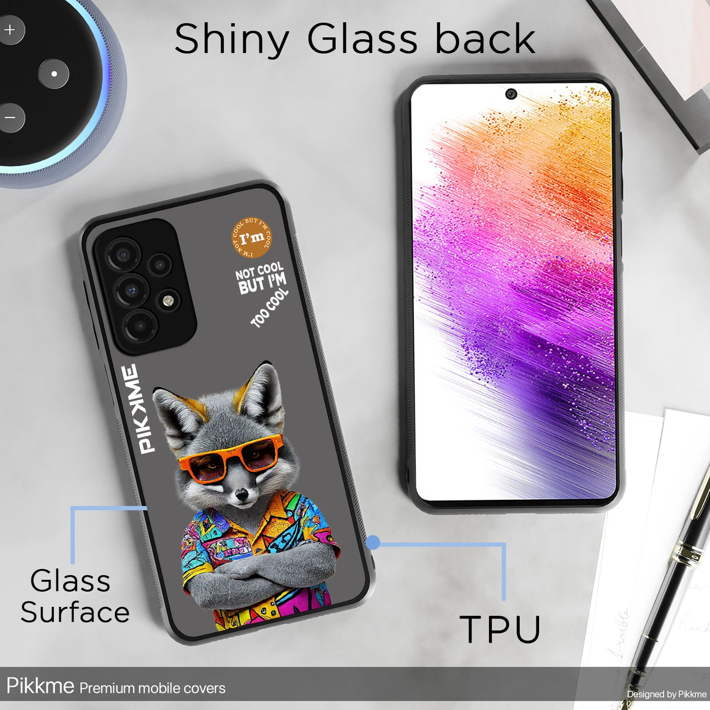 Pikkme Back Cover Pc Tpu + Printed Cool Funky Stylish Grey Wolf Swag Raised Edges Camera Protection |Bumper Case For Samsung Galaxy A73 5G (Design 01)