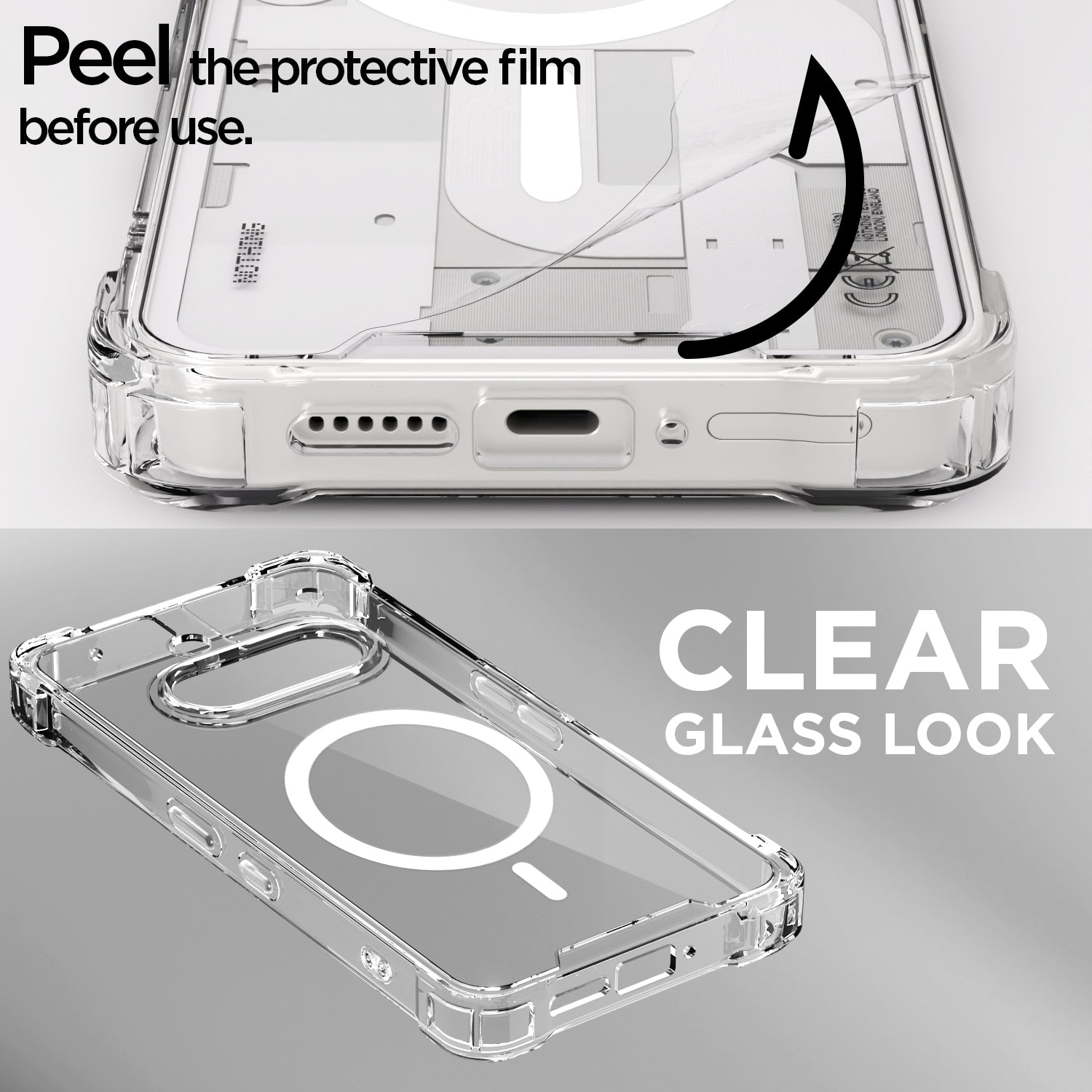 Pikkme Nothing Phone 3a 5G PC + TPU Mag-Safe Clear Transparent Back Cover (Transparent)
