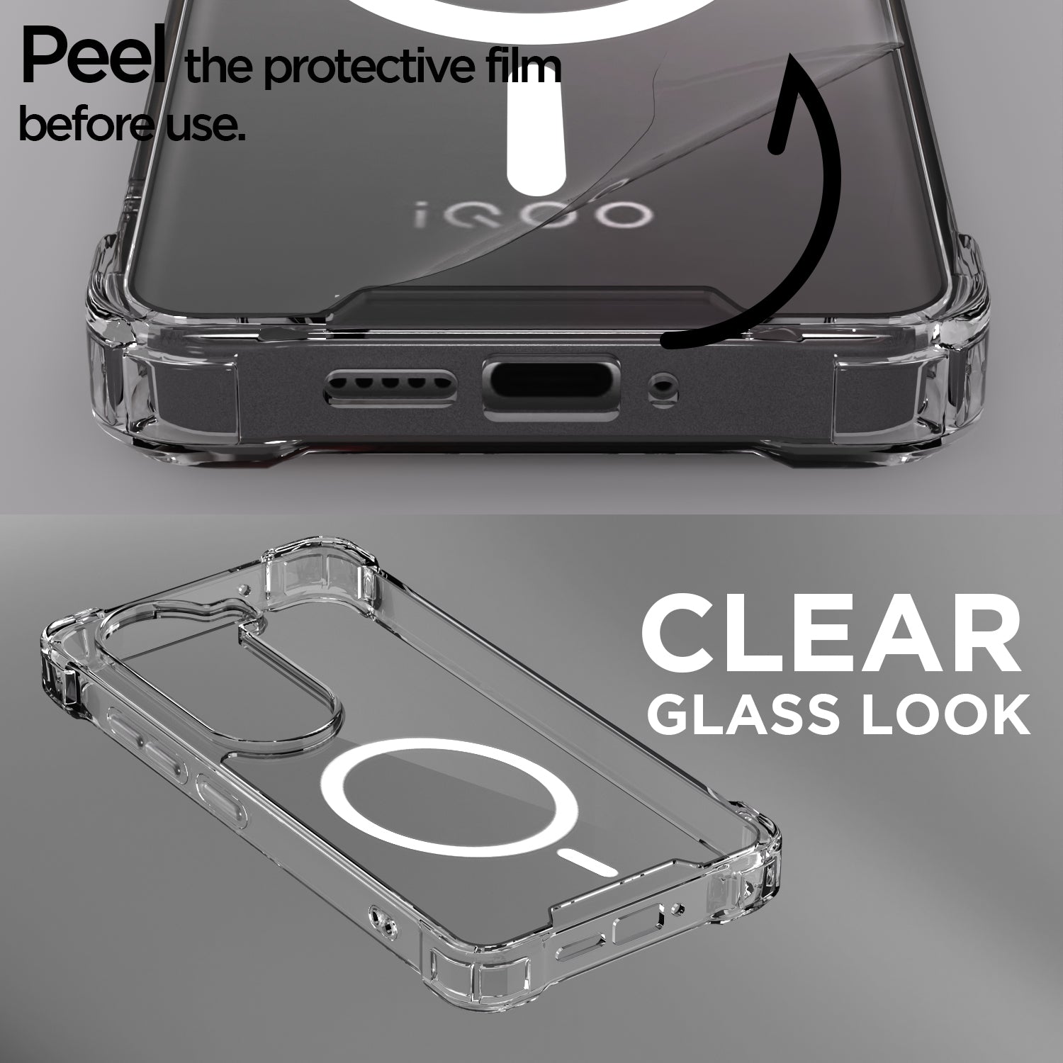 Pikkme Vivo V40e/iQOO Z9s 5G transparent mag-safe mobile back cover – photo 3