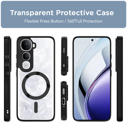 Pikkme Vivo Y400 5G Eagle 2 Mag-Safe Shockproof Hard Transparent Back Cover (Black)