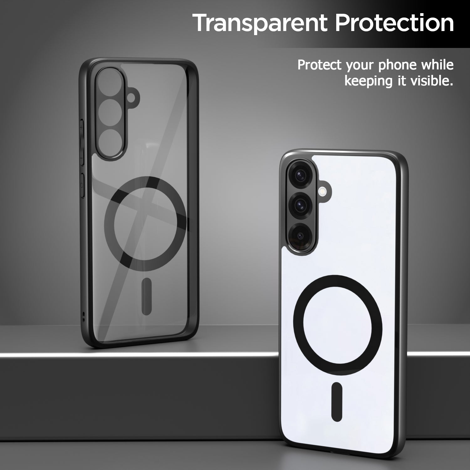 Pikkme Samsung Galaxy A36 5G Eagle 2 Mag-Safe Shockproof Hard Transparent Back Cover (Black)