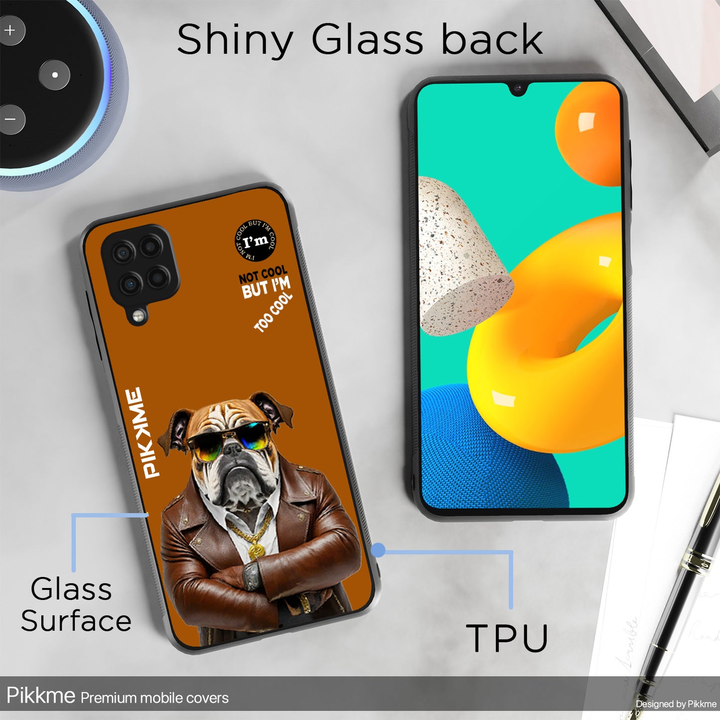 Pikkme Back Cover Pc Tpu + Printed Cool Funky Stylish Brown Dog Swag Raised Edges Camera Protection |Bumper Case For Samsung Galaxy M12 (Design 10)