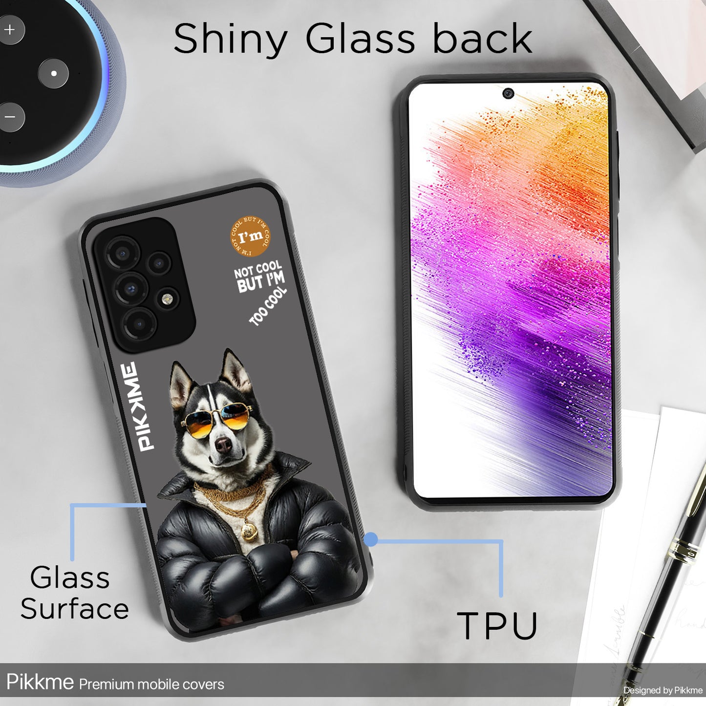 Pikkme Back Cover Pc Tpu + Printed Cool Funky Stylish Grey Dog Swag Raised Edges Camera Protection |Bumper Case For Samsung Galaxy A73 5G (Design 02)