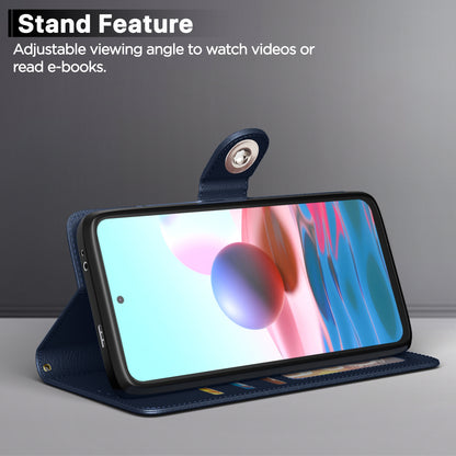 Pikkme Redmi Note 10 / Note 10s Button Flip Cover (Blue)