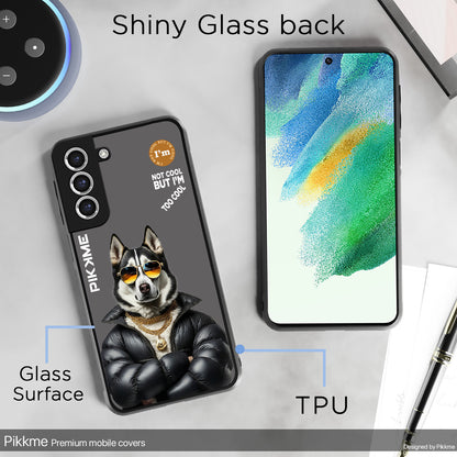 Pikkme Back Cover Pc Tpu + Printed Cool Funky Stylish Grey Dog Swag Raised Edges Camera Protection |Bumper Case For Samsung Galaxy S21 Fe (Design 02)