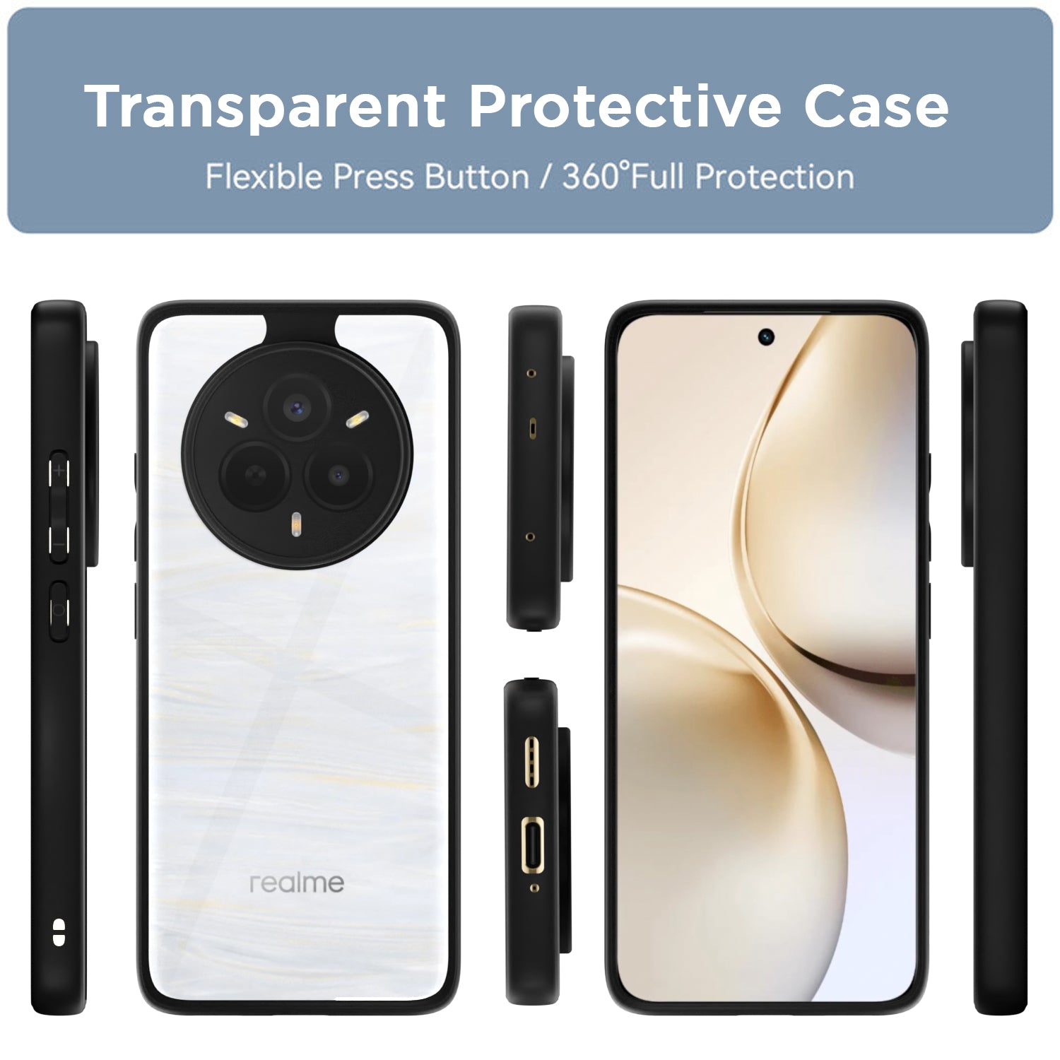 Pikkme Realme 14 Pro 5G Eagle 2 Shockproof Sleek Hybrid Armor Back cover (Black)