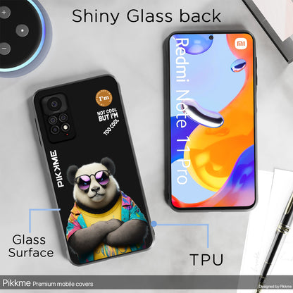 Pikkme Back Cover Pc Tpu + Printed Cool Funky Stylish Black Panda Swag Raised Edges Camera Protection |Bumper Case For Redmi Note 11 Pro (Design 05)