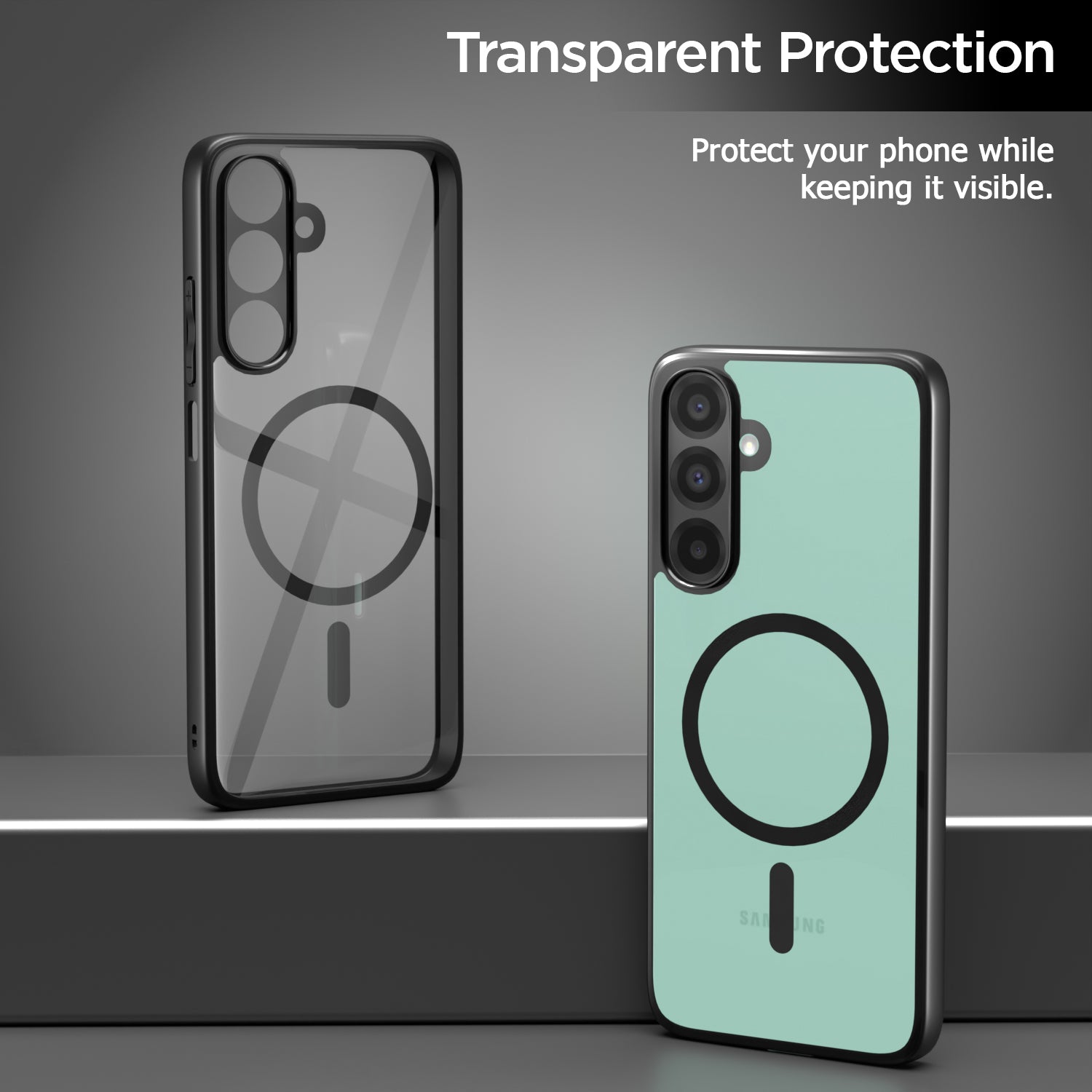 Pikkme Samsung Galaxy A26 5G Eagle 2 Mag-Safe Shockproof Hard Transparent Back Cover (Black)