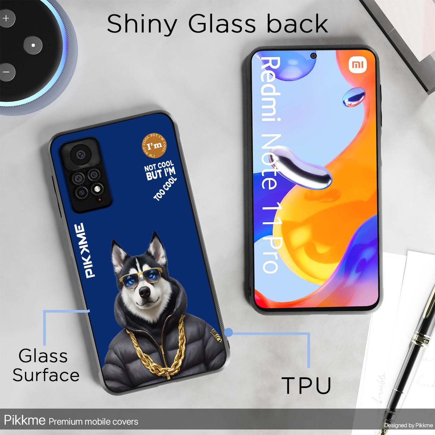 Pikkme Back Cover Pc Tpu + Printed Cool Funky Stylish Blue Dog Swag Raised Edges Camera Protection |Bumper Case For Redmi Note 11 Pro (Design 08)