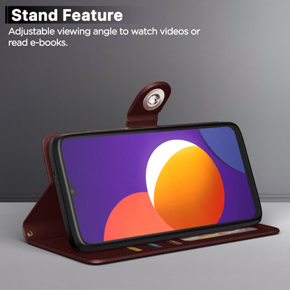 Pikkme Samsung Galaxy M32 4G / M32 Prime / F22 4G Button Flip Cover (Brown)