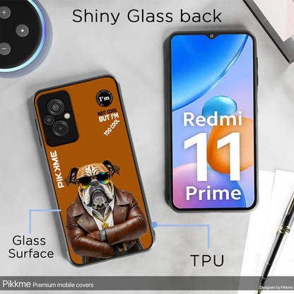 Pikkme Back Cover Pc Tpu + Printed Cool Funky Stylish Brown Dog Swag Raised Edges Camera Protection |Bumper Case For Redmi 11 Prime (Design 10)