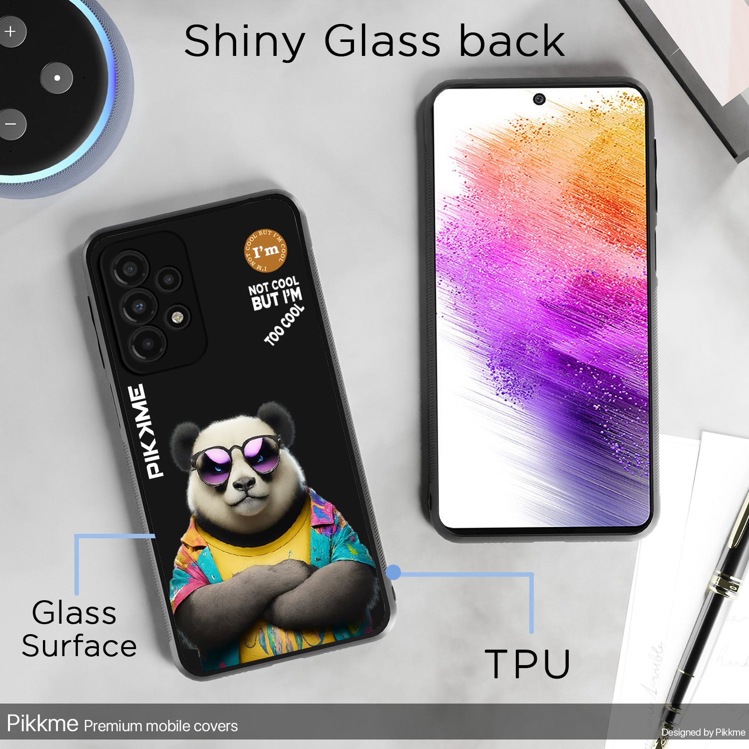 Pikkme Stylish Black Panda Swag Samsung Galaxy A73 5G Back Cover (Design 05)