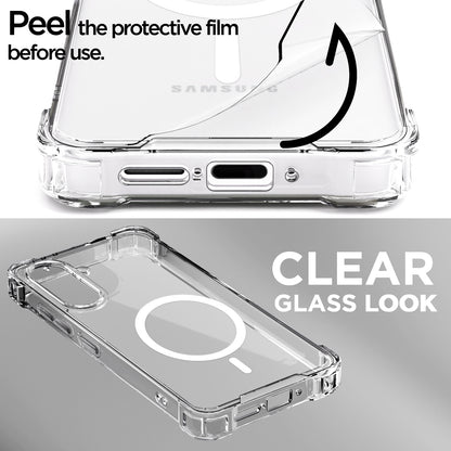Pikkme Samsung Galaxy A55 5G Mag-Safe Shockproof PC + TPU Back Cover (Transparent)