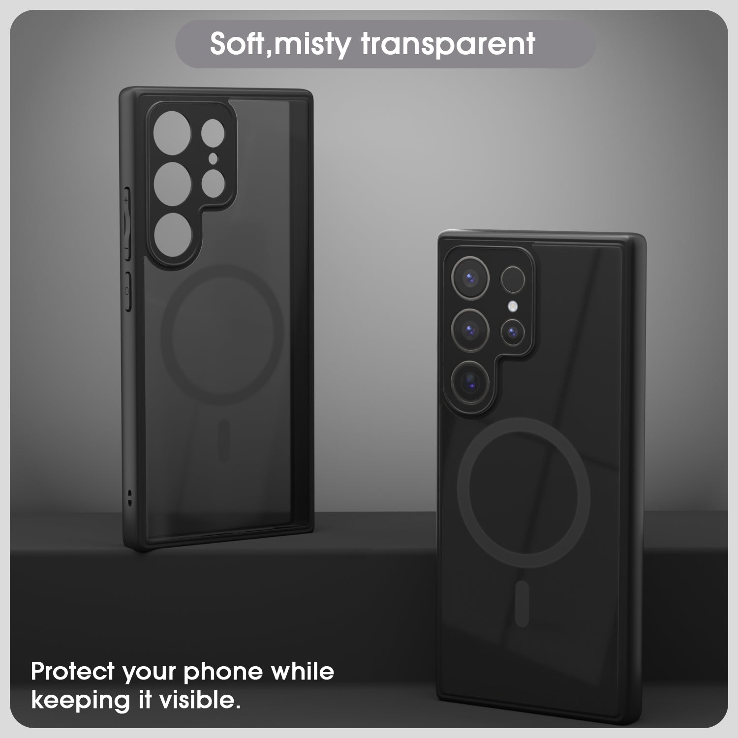 Pikkme Samsung Galaxy S23 Ultra 5G Eagle 2 Mag-Safe Smoke Shockproof Hard Transparent Back Cover (Black)